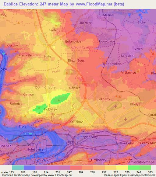 Dablice,Czech Republic Elevation Map