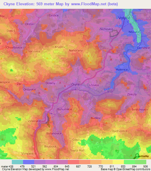 Ckyne,Czech Republic Elevation Map