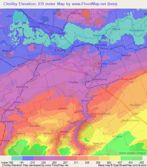 Citoliby,Czech Republic Elevation Map