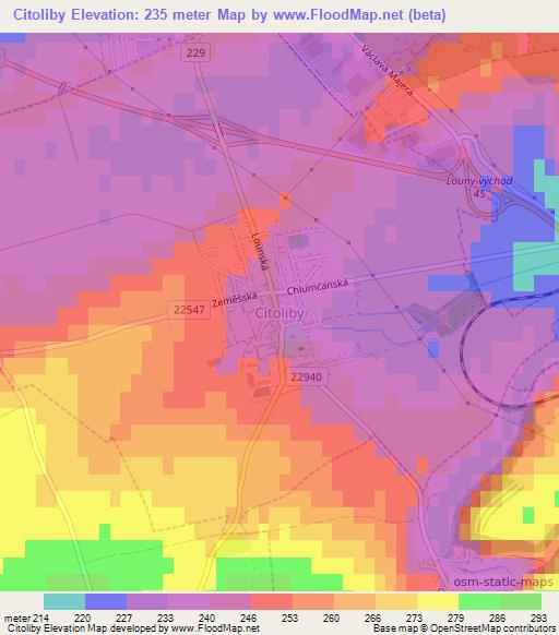 Citoliby,Czech Republic Elevation Map
