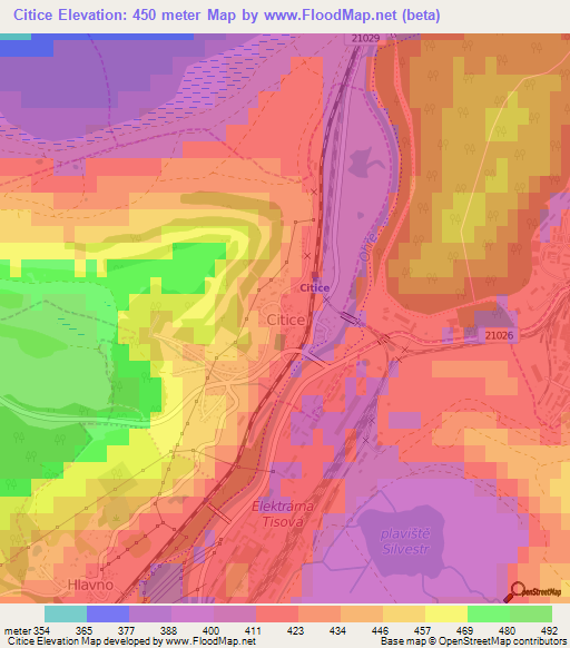 Citice,Czech Republic Elevation Map
