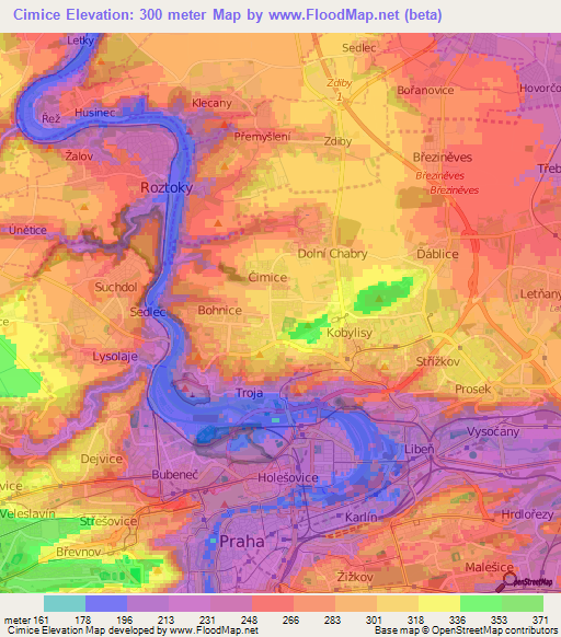 Cimice,Czech Republic Elevation Map