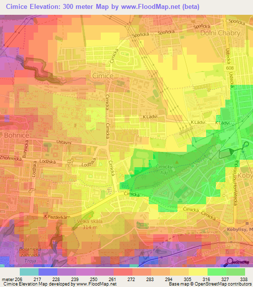 Cimice,Czech Republic Elevation Map