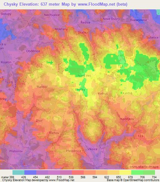 Chysky,Czech Republic Elevation Map
