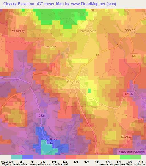 Chysky,Czech Republic Elevation Map