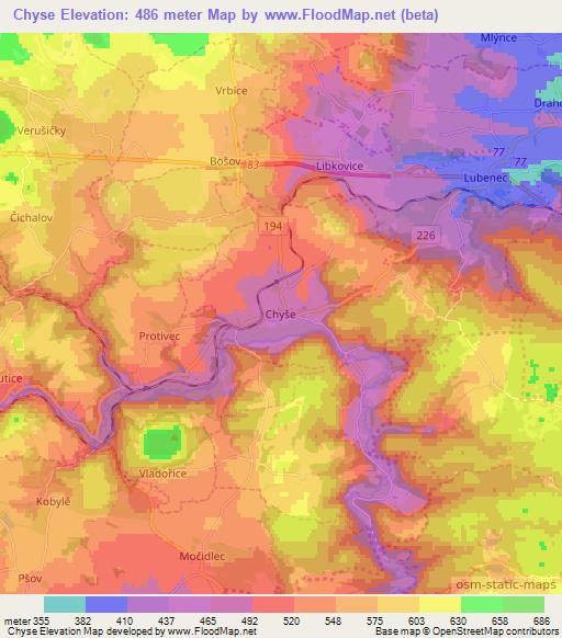 Chyse,Czech Republic Elevation Map