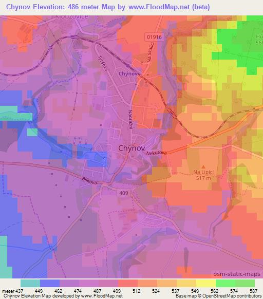 Chynov,Czech Republic Elevation Map