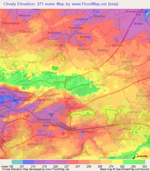 Chvaly,Czech Republic Elevation Map