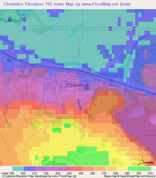 Chvaletice,Czech Republic Elevation Map