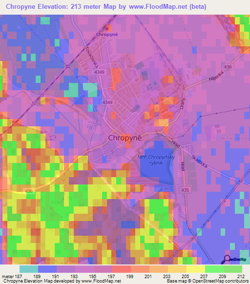 Chropyne,Czech Republic Elevation Map