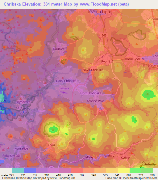 Chribska,Czech Republic Elevation Map