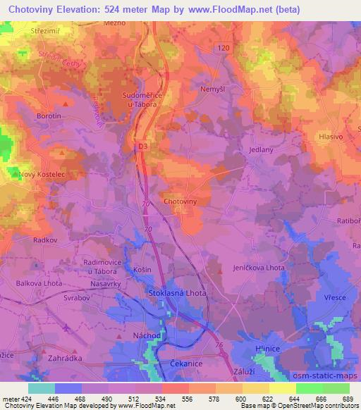 Chotoviny,Czech Republic Elevation Map