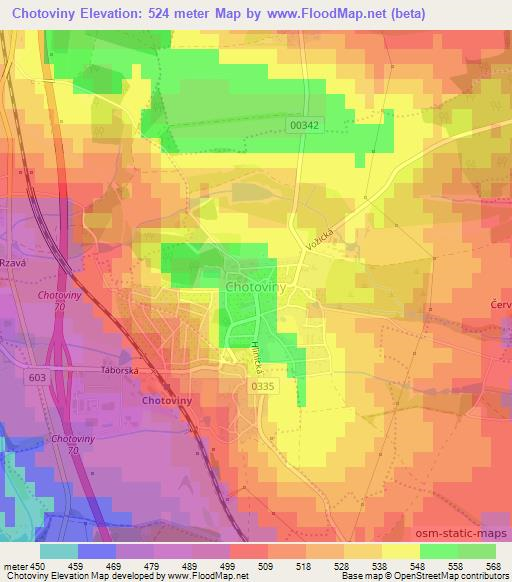 Chotoviny,Czech Republic Elevation Map