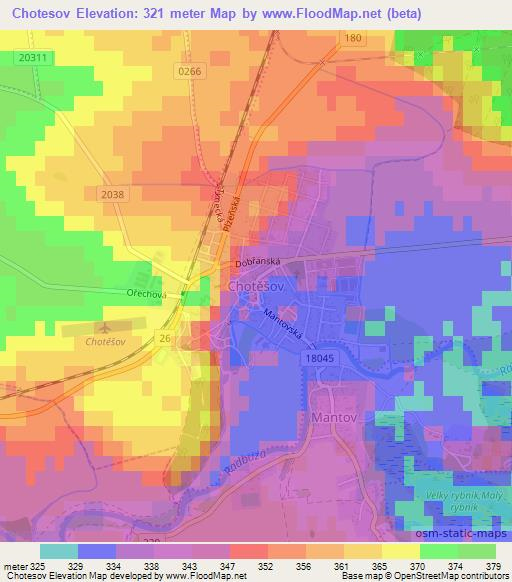 Chotesov,Czech Republic Elevation Map