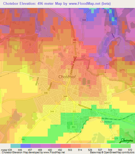 Chotebor,Czech Republic Elevation Map