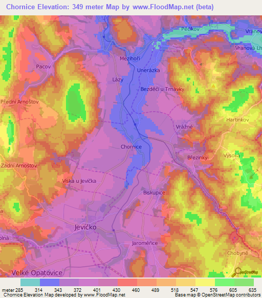 Chornice,Czech Republic Elevation Map