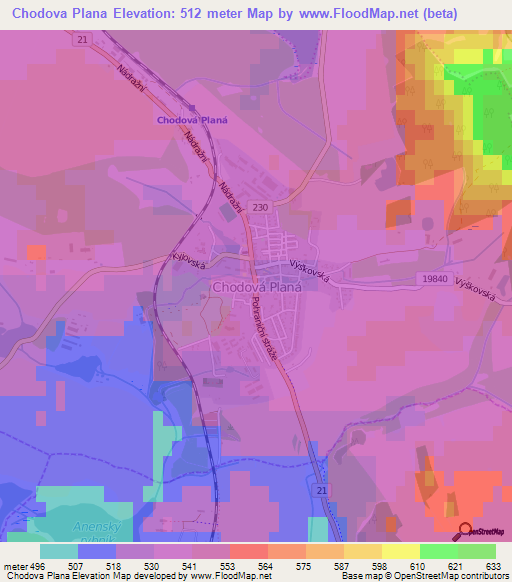 Chodova Plana,Czech Republic Elevation Map