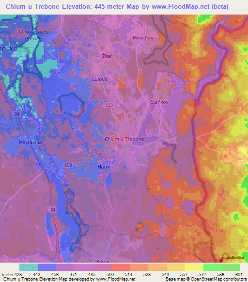 Chlum u Trebone,Czech Republic Elevation Map