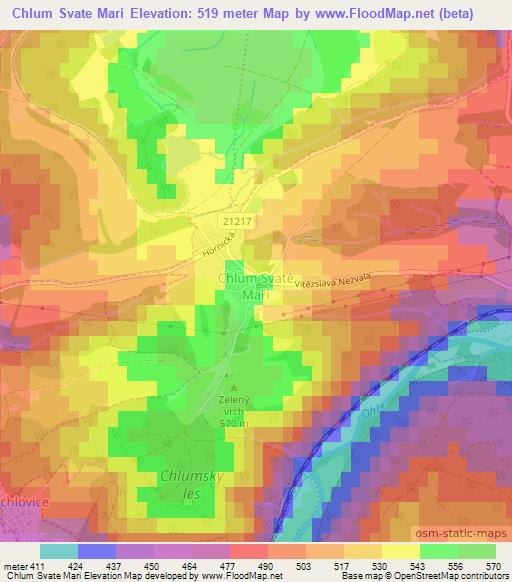Chlum Svate Mari,Czech Republic Elevation Map