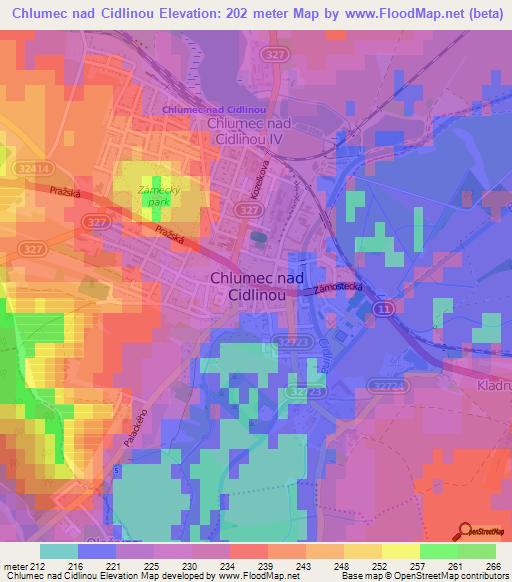 Chlumec nad Cidlinou,Czech Republic Elevation Map