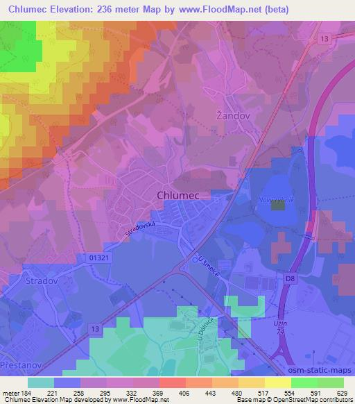 Chlumec,Czech Republic Elevation Map