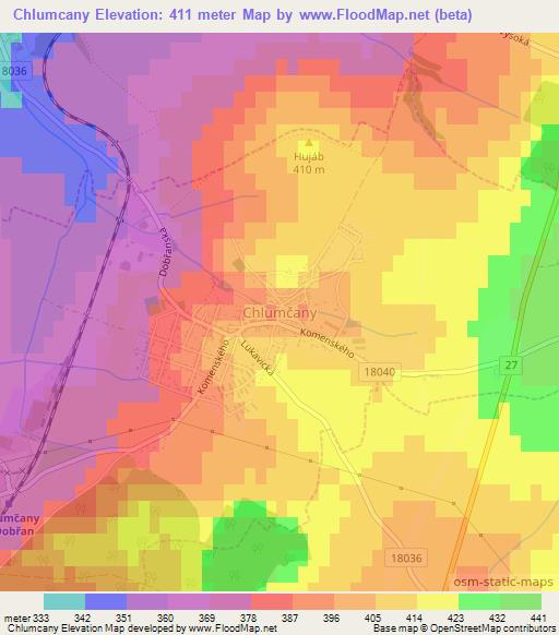 Chlumcany,Czech Republic Elevation Map