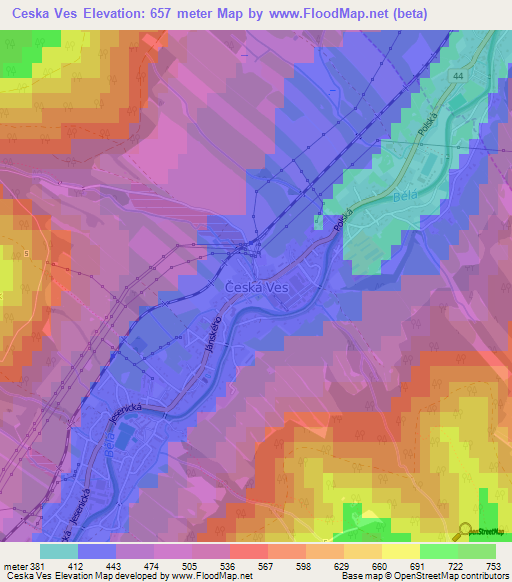 Ceska Ves,Czech Republic Elevation Map