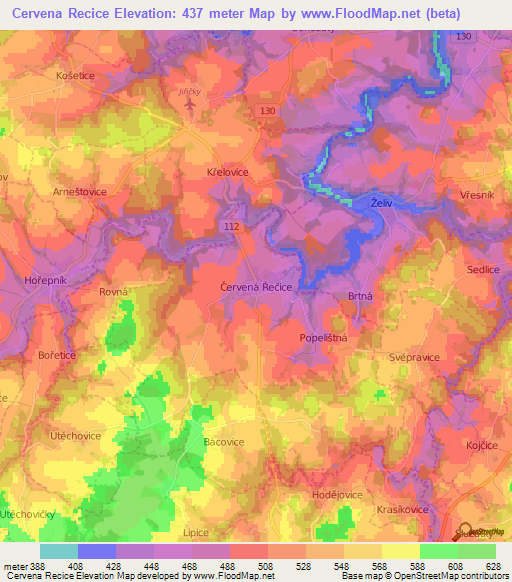 Cervena Recice,Czech Republic Elevation Map