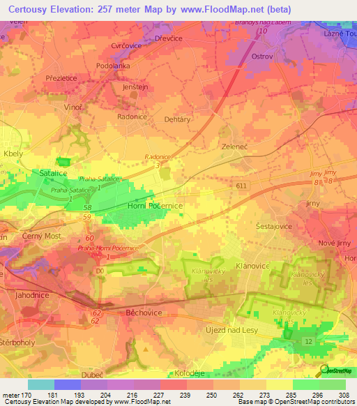 Certousy,Czech Republic Elevation Map