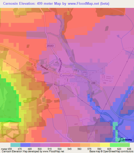 Cernosin,Czech Republic Elevation Map