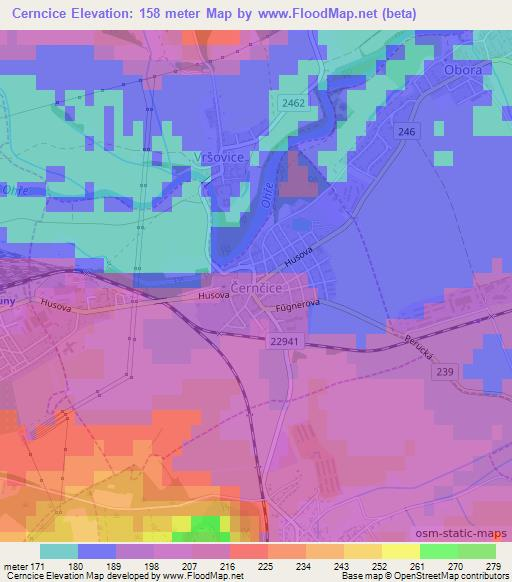 Cerncice,Czech Republic Elevation Map