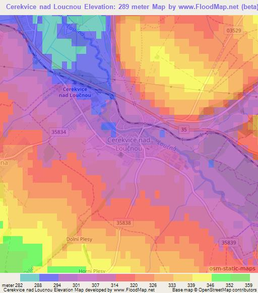 Cerekvice nad Loucnou,Czech Republic Elevation Map