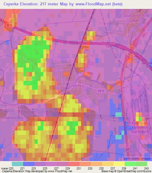 Ceperka,Czech Republic Elevation Map