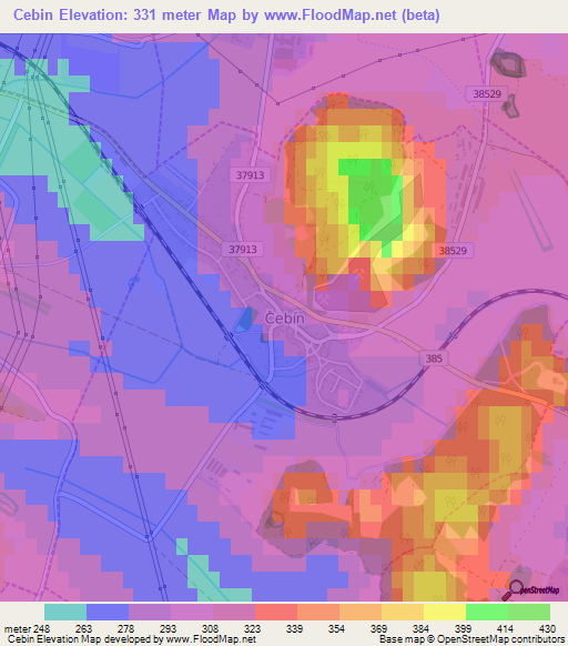 Cebin,Czech Republic Elevation Map
