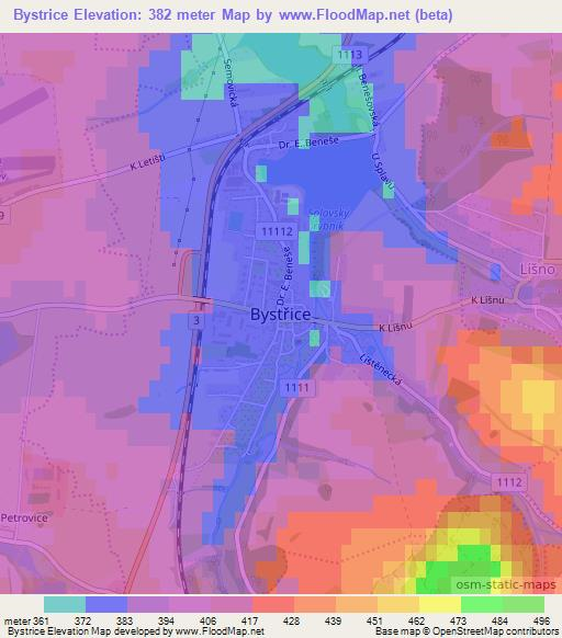 Bystrice,Czech Republic Elevation Map