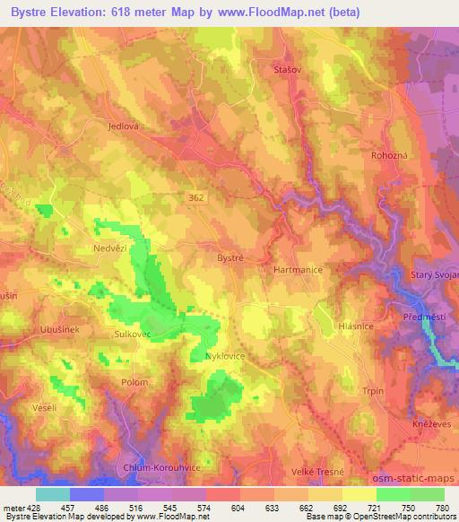 Bystre,Czech Republic Elevation Map