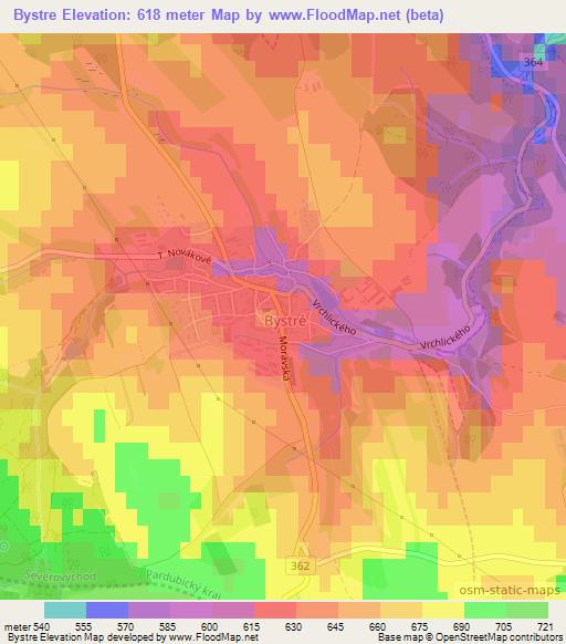 Bystre,Czech Republic Elevation Map