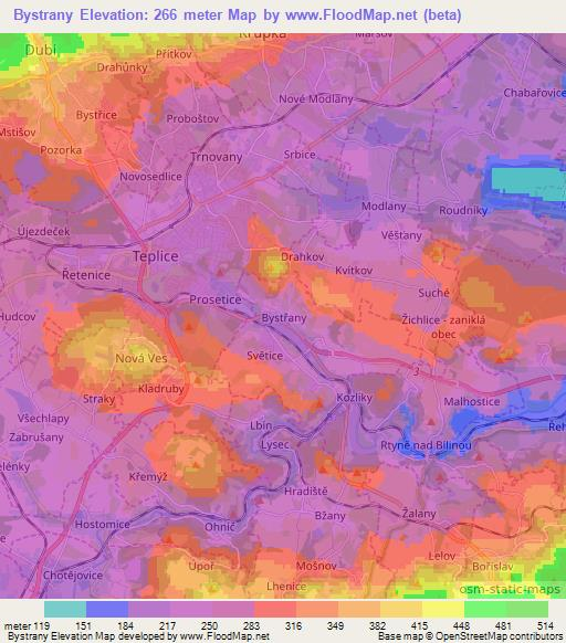 Bystrany,Czech Republic Elevation Map