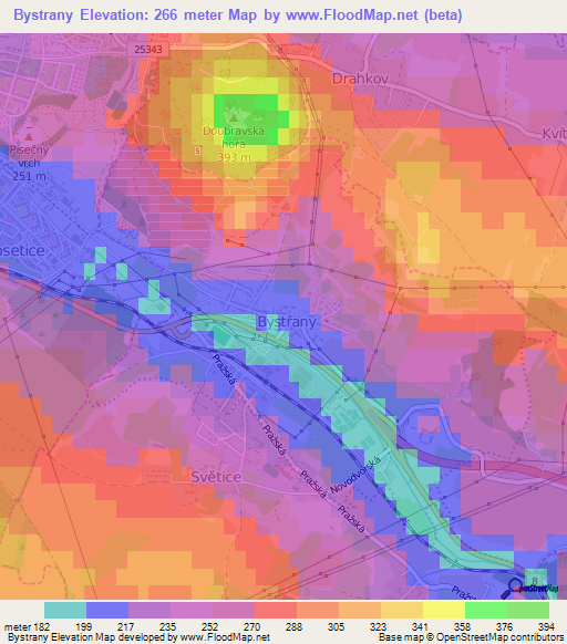 Bystrany,Czech Republic Elevation Map