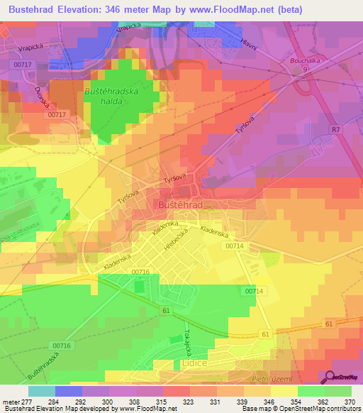 Bustehrad,Czech Republic Elevation Map