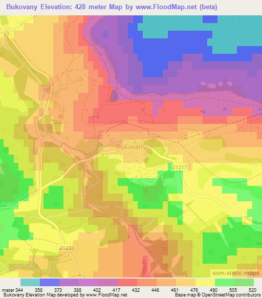 Bukovany,Czech Republic Elevation Map