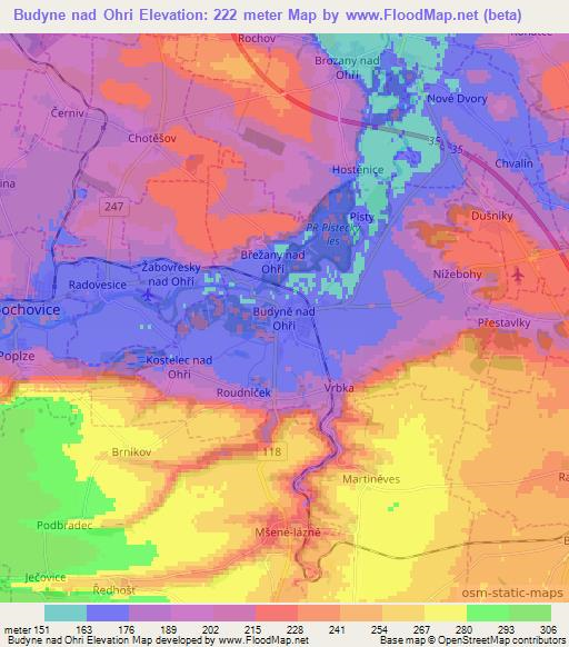 Budyne nad Ohri,Czech Republic Elevation Map