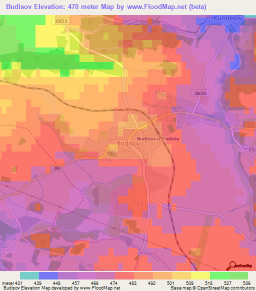 Budisov,Czech Republic Elevation Map