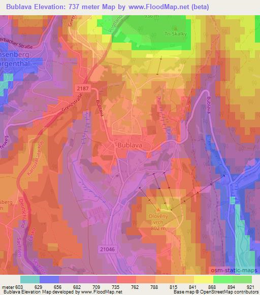 Bublava,Czech Republic Elevation Map