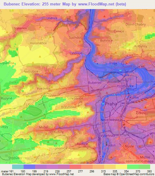 Bubenec,Czech Republic Elevation Map
