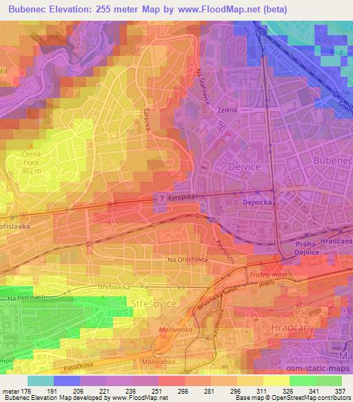 Bubenec,Czech Republic Elevation Map