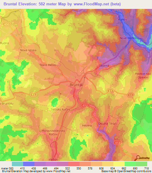 Bruntal,Czech Republic Elevation Map