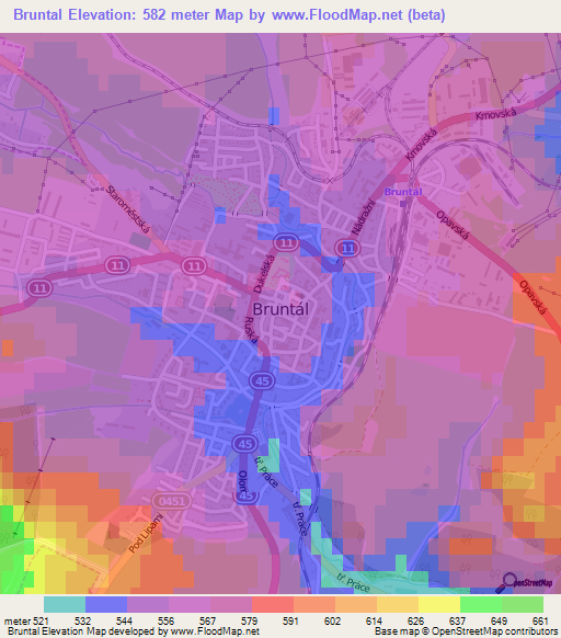 Bruntal,Czech Republic Elevation Map