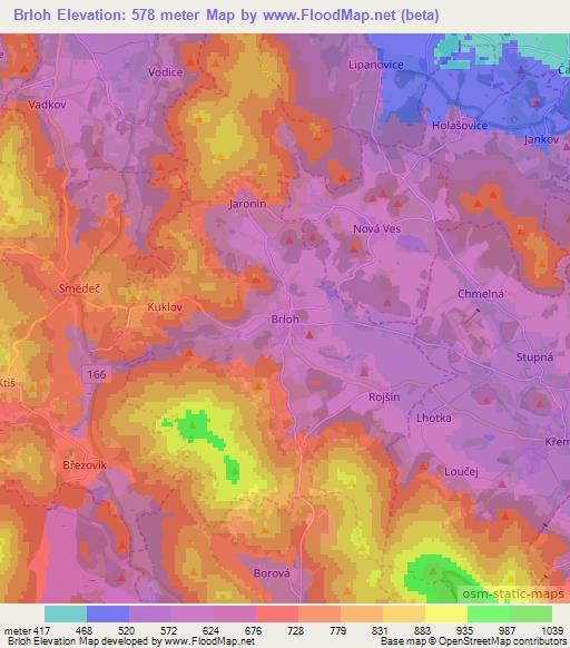 Brloh,Czech Republic Elevation Map