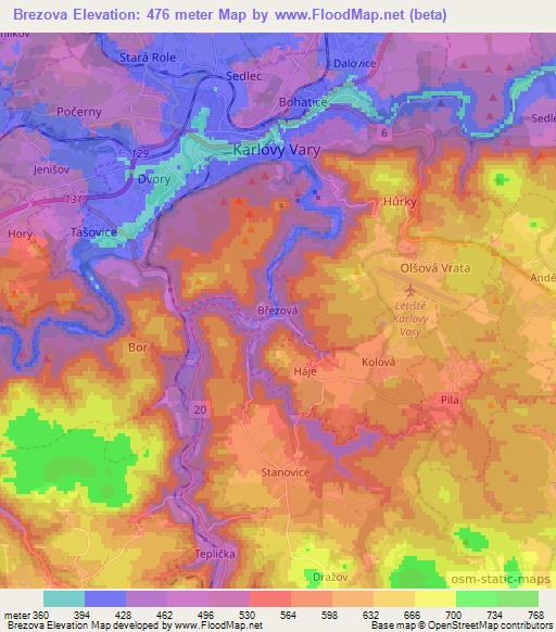 Brezova,Czech Republic Elevation Map